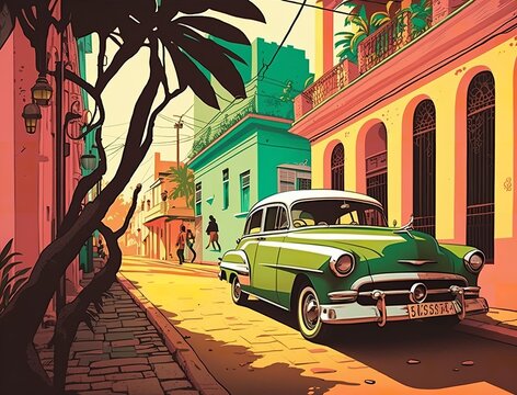 Classic car on streets of Cuba
