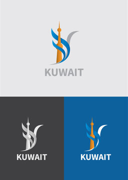Vector illustration Logo and calligraphy Arabic of Kuwait
