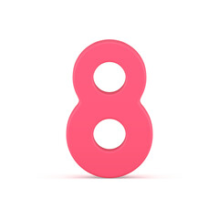 Eight number birthday age female holiday math count pink 3d icon realistic vector illustration