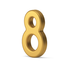 Golden eight number female spring holiday curved symbol premium greeting holiday 3d icon vector
