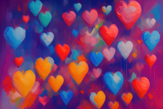 colorful hearts painting