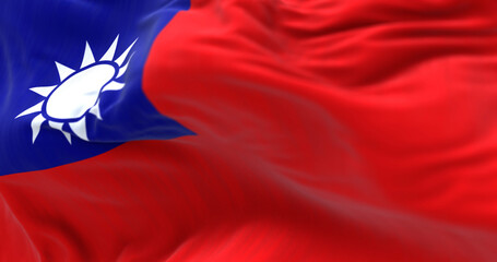 Detail of the Taiwan flag waving