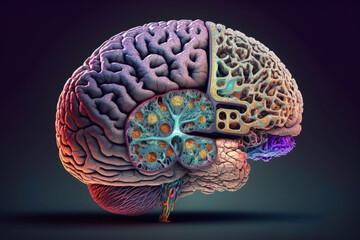 Generative AI illustration of human brain