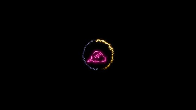 wingding glowing neon circle sign symbol animation
