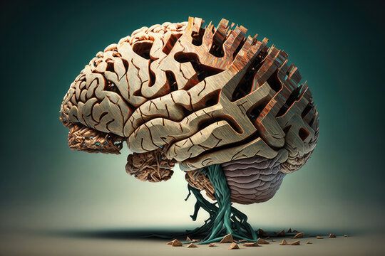 Generative AI illustration of human brain