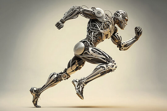 Generative AI illustration of running robot