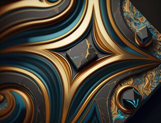 Marble stone texture background material with elements of semi-precious stones and gold created with Generative AI technology