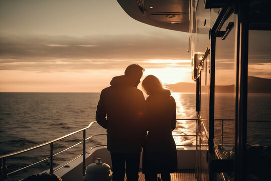Generative AI illustration of couple on sea cruise