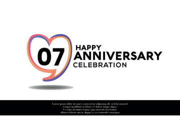 Vector 07th anniversary logo background design with gradient elements heart shape vector illustration. 