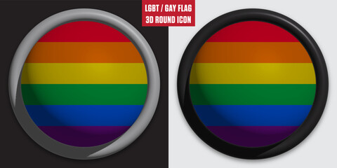 LGBT / Gay Flags Icons in 3D and Round