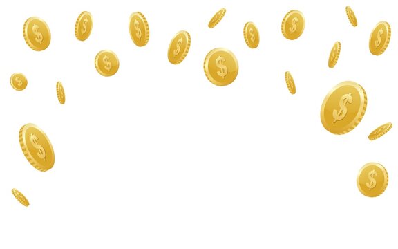 Gold Coins Fall From The Sky. Explosion Of Coins On Isolated Transparent Background. Easy Money. Vector Illustration