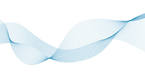 Abstract blue, white smooth element swoosh speed wave modern stream transparent background. Abstract wave line for banner, template, wallpaper background with wave design. Vector illustration