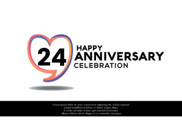 Vector 24th anniversary logo background design with gradient elements heart shape vector illustration 