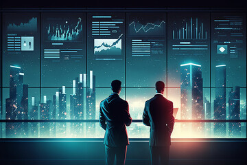 Business Professionals Utilizing Analytics and Financial Insights for Smart Investing - AI-Generated