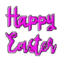 Pixel art text Happy Easter design illustration
