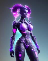 Obraz na płótnie Canvas AI Digital Illustration Female Cyborg