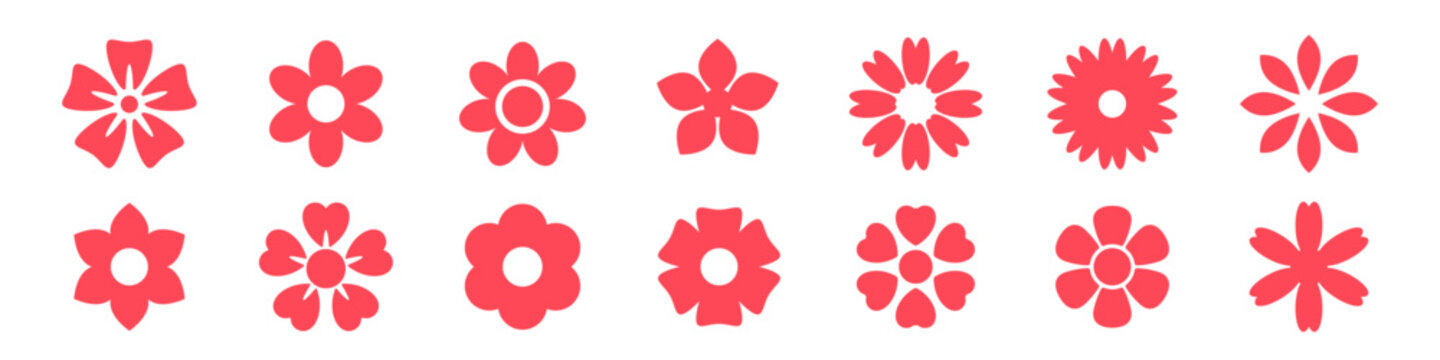 Set of simple flower icon illustration