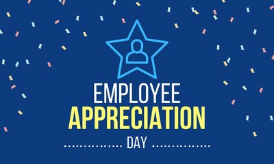 Employee Appreciation Day design with a star and colorful confetti	
