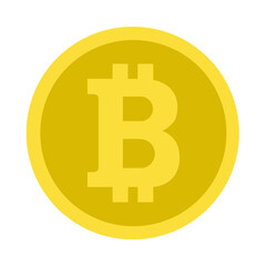 Bitcoin sign icon for internet money. Cryptocurrency symbol and coin image for use in web projects or mobile applications. Blockchain, isolated vector illustration on white background. yellow bitcoin