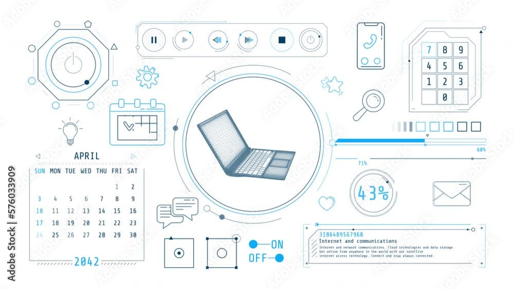 Wall mural dynamic animation on the theme of network technologies.