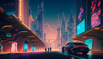 The Metaverse's Busy Streets A Dazzling Display of Technology and Progress
