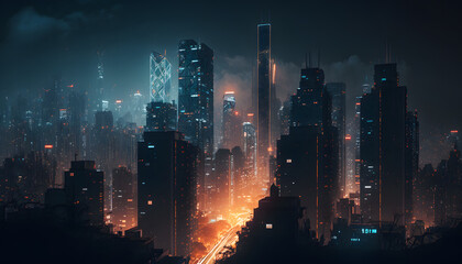 Nighttime Splendor Capturing the Magic of a Bustling Cityscape