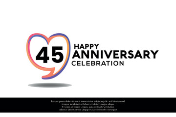 Vector 45th anniversary logo background design with gradient elements heart shape vector illustration 