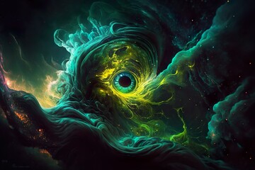 Majestic Malachite Nebula: A Hyperrealistic Celestial Beast AI GENERATED