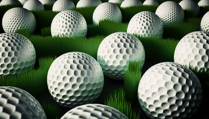 3D Render Golf Balls on The Grass Generative AI