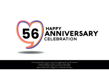 Vector 56th anniversary logo background design with gradient elements heart shape vector illustration 