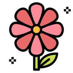 flowers filled outline icon style