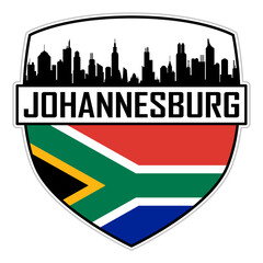 Naklejka premium Johannesburg South Africa Flag Skyline Silhouette Johannesburg South Africa Lover Travel Souvenir Sticker Vector Illustration SVG EPS AI