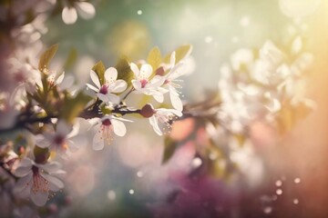 Beautiful blurred nature in spring. Fresh blossom in spring (Generative AI)