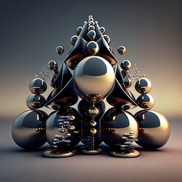 Cube cone triangle with layers shiny abstraction background, Generative AI