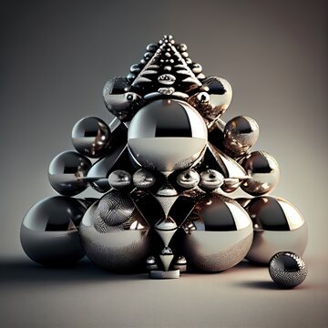 Cube cone triangle with layers shiny abstraction background, Generative AI