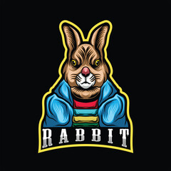 Rabbit logo wearing jacket