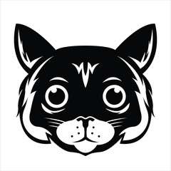 Simple black and white cute cat head logo