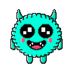 Obraz premium Pixel art cute monster colorful vector design mascot