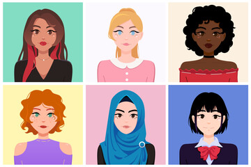 Obraz premium set of women avatars