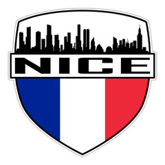 Nice France Flag Skyline Silhouette Nice France Lover Travel Souvenir Sticker Vector Illustration SVG EPS AI