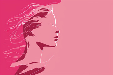 Minimalistic silhouette of woman face. Illustration for International Women's Day. AI generative.