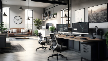 Productivity at Its Finest: A Modern Office Space with Ergonomic Design Elements for Optimal Comfort and Efficiency