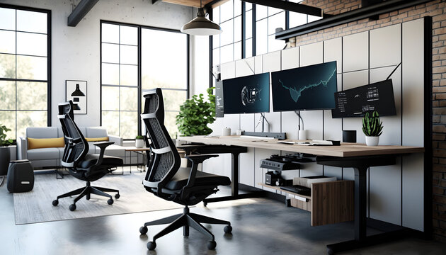 Productivity at Its Finest: A Modern Office Space with Ergonomic Design Elements for Optimal Comfort and Efficiency