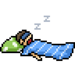pixel art man sleep comfy
