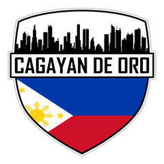 Cagayan de Oro Philippines Flag Skyline Silhouette Cagayan de Oro Philippines Lover Travel Souvenir Sticker Vector Illustration SVG EPS AI