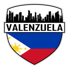Valenzuela Philippines Flag Skyline Silhouette Valenzuela Philippines Lover Travel Souvenir Sticker Vector Illustration SVG EPS AI
