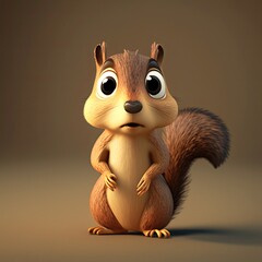 Cute Cartoon Squirrel Character (Generative AI)