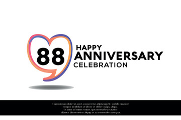 Vector 88th anniversary logo background design with gradient elements heart shape vector illustration 