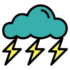 thunder storm filled outline icon style