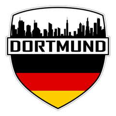 Fototapeta premium Dortmund Germany Flag Skyline Silhouette Dortmund Germany Lover Travel Souvenir Sticker Vector Illustration SVG EPS AI